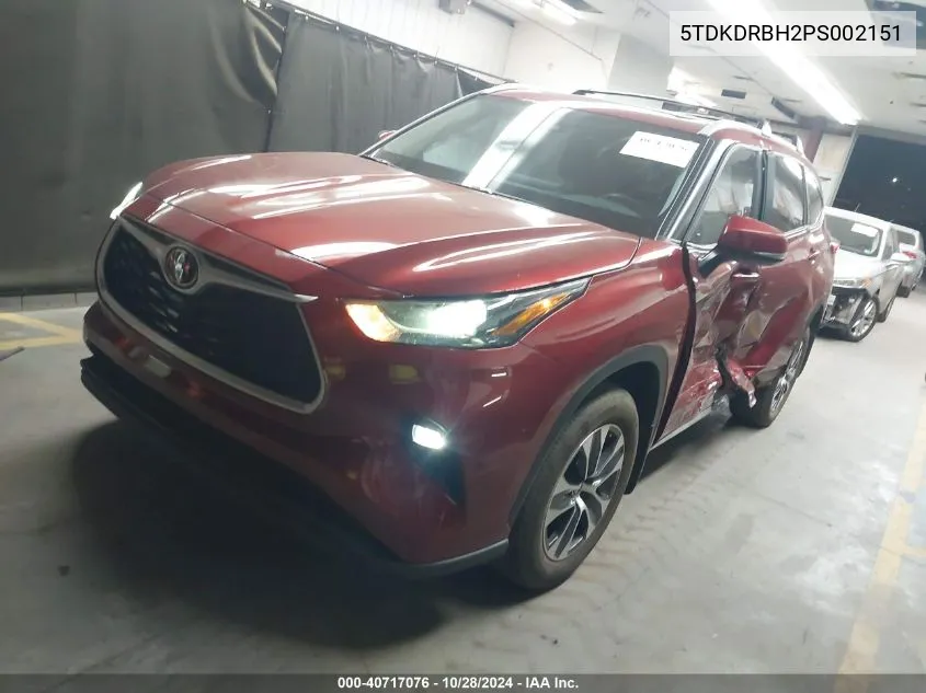 2023 Toyota Highlander Xle VIN: 5TDKDRBH2PS002151 Lot: 40717076