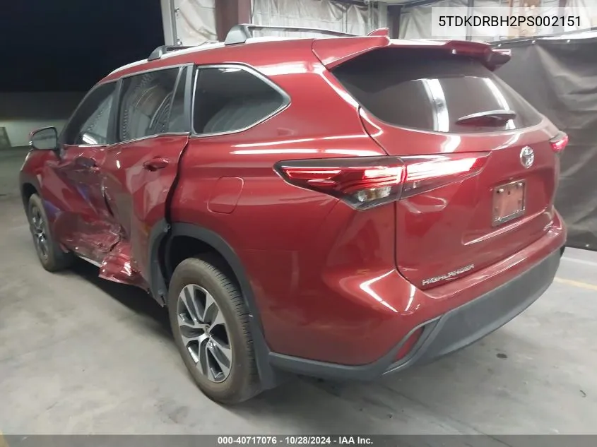 2023 Toyota Highlander Xle VIN: 5TDKDRBH2PS002151 Lot: 40717076