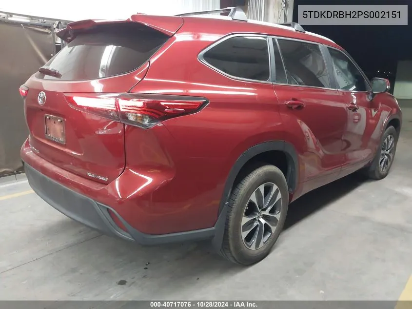 2023 Toyota Highlander Xle VIN: 5TDKDRBH2PS002151 Lot: 40717076