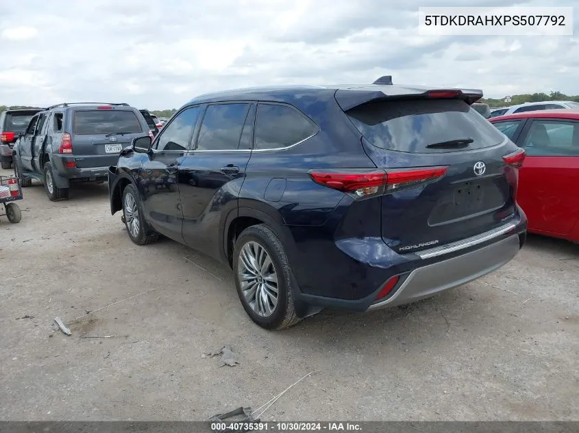 2023 Toyota Highlander Platinum VIN: 5TDKDRAHXPS507792 Lot: 40735391