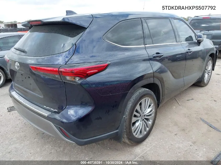 2023 Toyota Highlander Platinum VIN: 5TDKDRAHXPS507792 Lot: 40735391