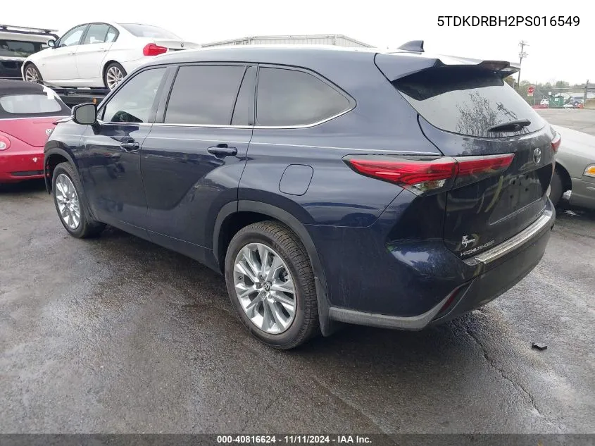 2023 Toyota Highlander Limited VIN: 5TDKDRBH2PS016549 Lot: 40816624