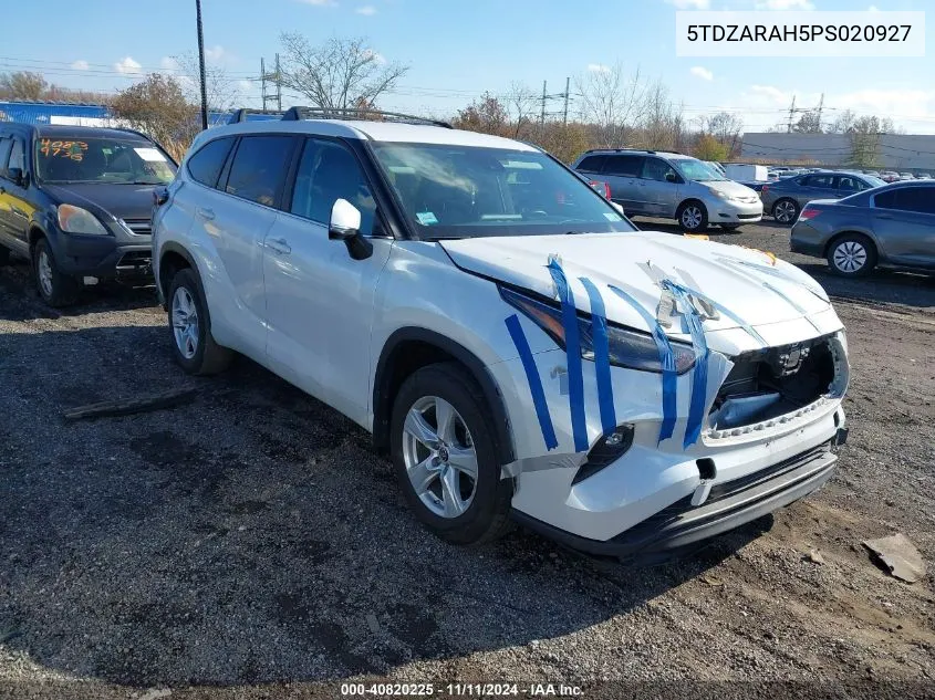 2023 Toyota Highlander Hybrid Le VIN: 5TDZARAH5PS020927 Lot: 40820225