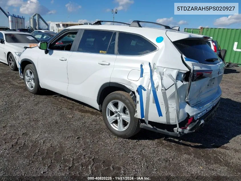 2023 Toyota Highlander Hybrid Le VIN: 5TDZARAH5PS020927 Lot: 40820225