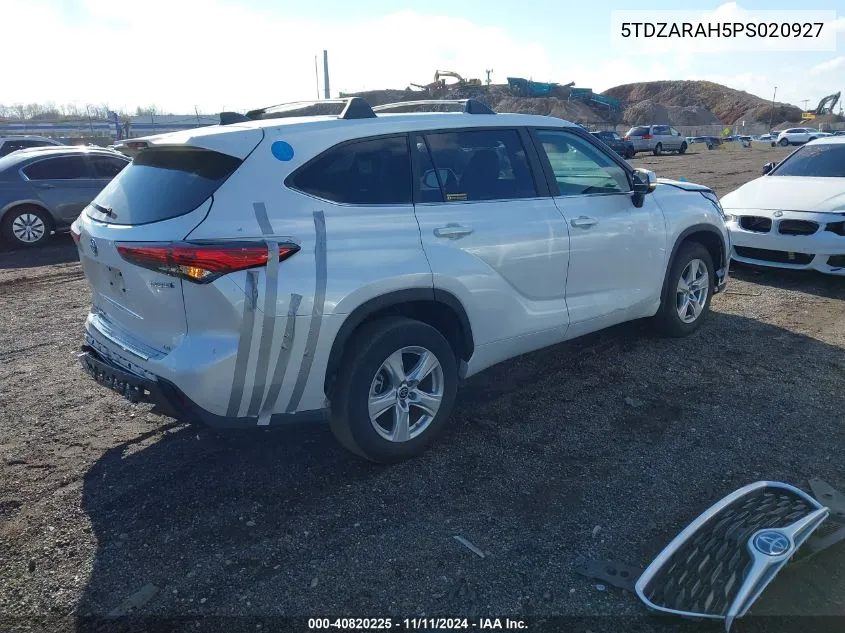 2023 Toyota Highlander Hybrid Le VIN: 5TDZARAH5PS020927 Lot: 40820225