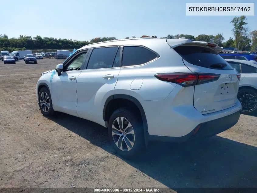 2024 Toyota Highlander Xle VIN: 5TDKDRBH0RS547462 Lot: 40309906