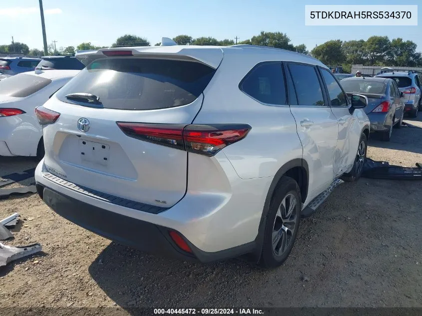 2024 Toyota Highlander Xle VIN: 5TDKDRAH5RS534370 Lot: 40445472