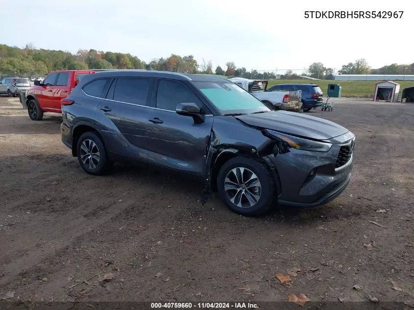 2024 Toyota Highlander Le/Xle/Xse/Limited/Platinum VIN: 5TDKDRBH5RS542967 Lot: 40759660