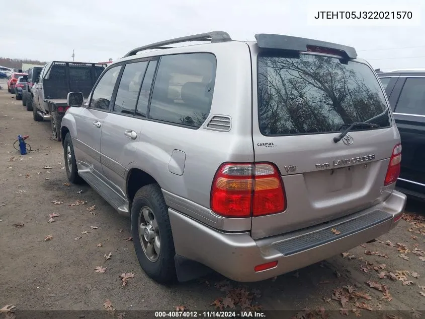 2002 Toyota Land Cruiser VIN: JTEHT05J322021570 Lot: 40874012