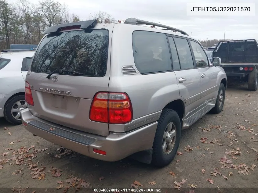 2002 Toyota Land Cruiser VIN: JTEHT05J322021570 Lot: 40874012