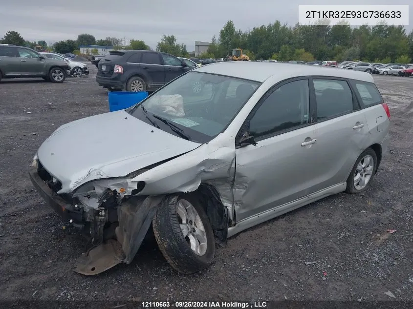 2003 Toyota Corolla Matrix Xr VIN: 2T1KR32E93C736633 Lot: 12110653