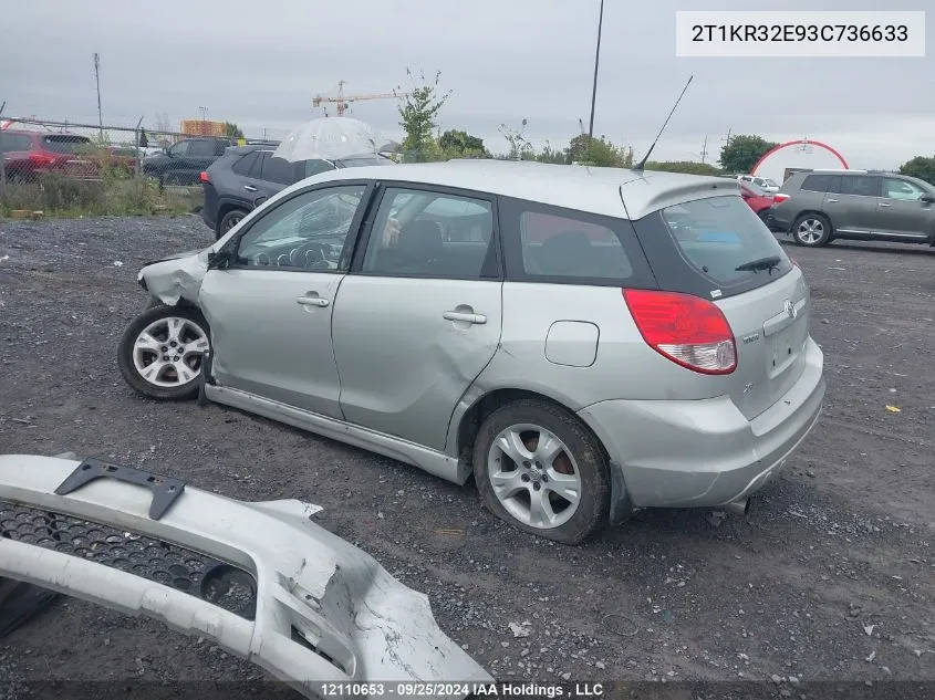 2003 Toyota Corolla Matrix Xr VIN: 2T1KR32E93C736633 Lot: 12110653