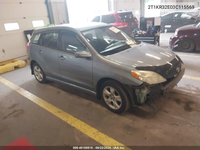 2T1KR32E03C115569 2003 Toyota Matrix Xr