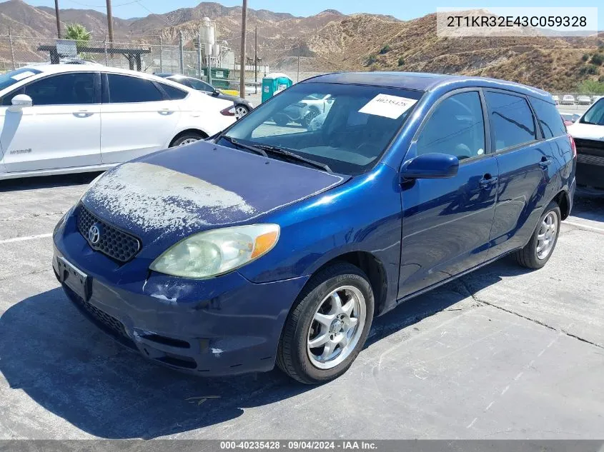 2003 Toyota Matrix Xr VIN: 2T1KR32E43C059328 Lot: 40235428