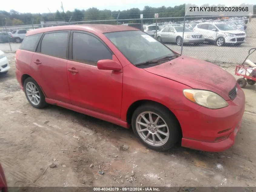 2003 Toyota Matrix Xrs VIN: 2T1KY38E33C028968 Lot: 40342079