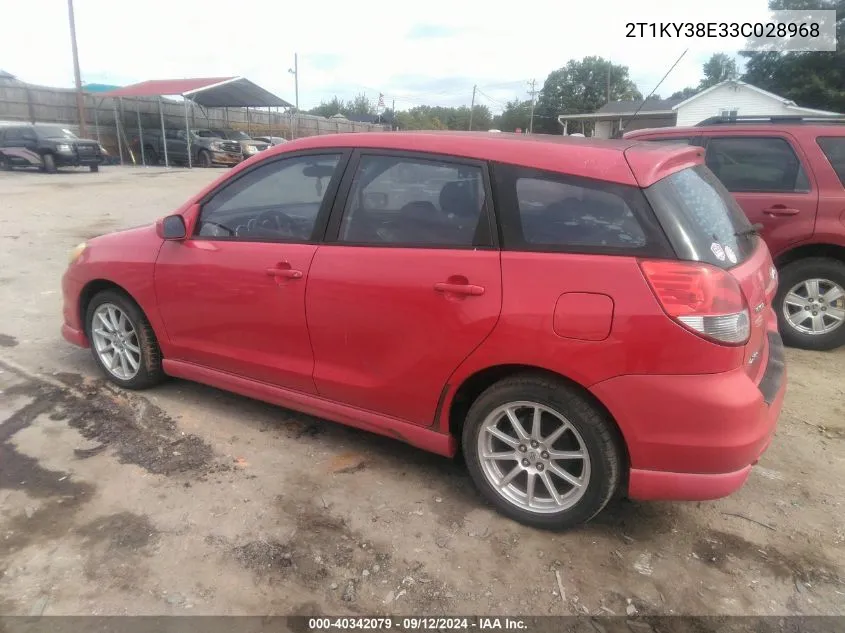 2003 Toyota Matrix Xrs VIN: 2T1KY38E33C028968 Lot: 40342079