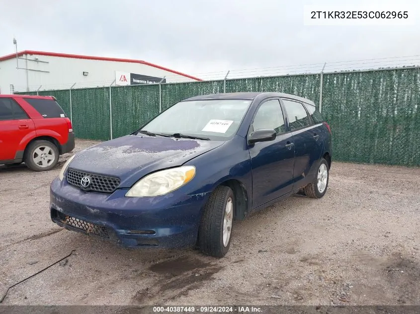 2003 Toyota Matrix Standard VIN: 2T1KR32E53C062965 Lot: 40387449