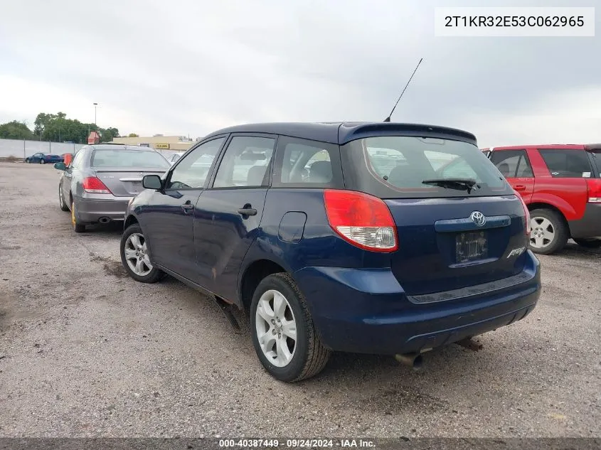 2003 Toyota Matrix Standard VIN: 2T1KR32E53C062965 Lot: 40387449