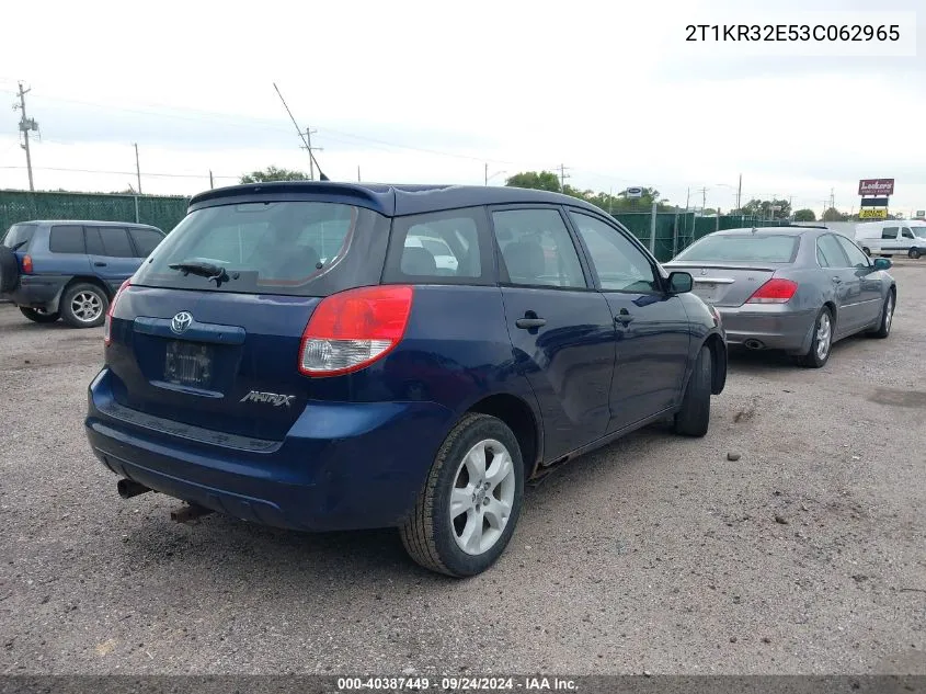 2003 Toyota Matrix Standard VIN: 2T1KR32E53C062965 Lot: 40387449