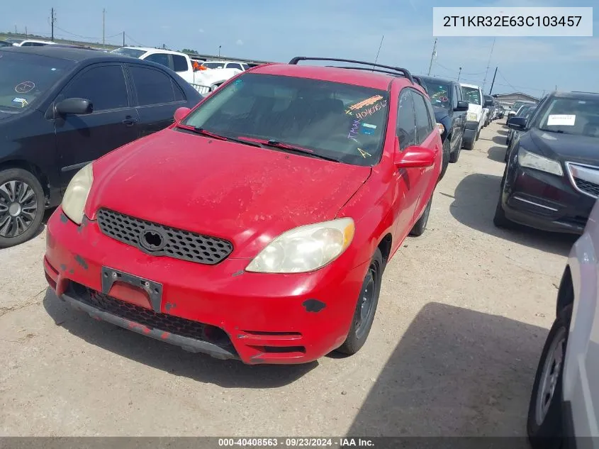 2003 Toyota Matrix Xr VIN: 2T1KR32E63C103457 Lot: 40408563