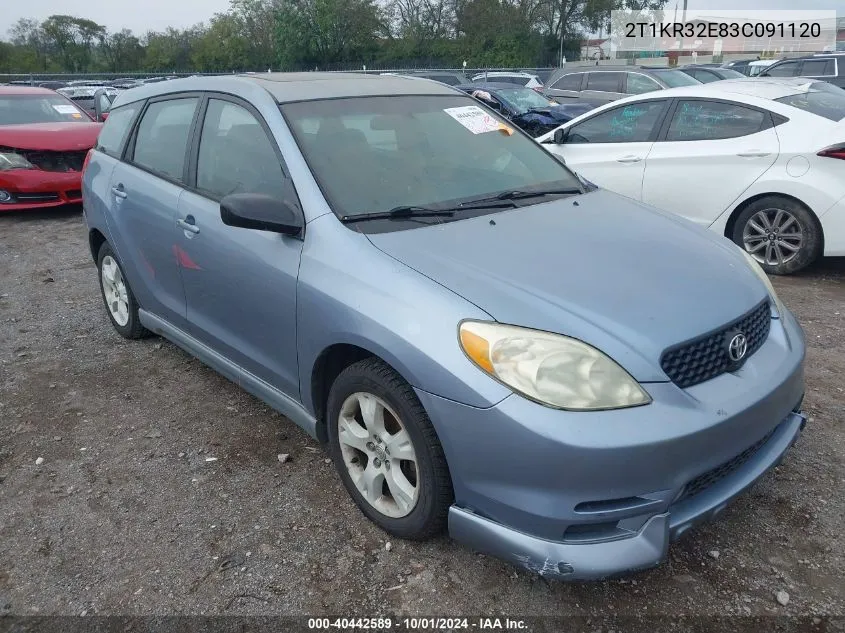 2003 Toyota Matrix Xr VIN: 2T1KR32E83C091120 Lot: 40442589