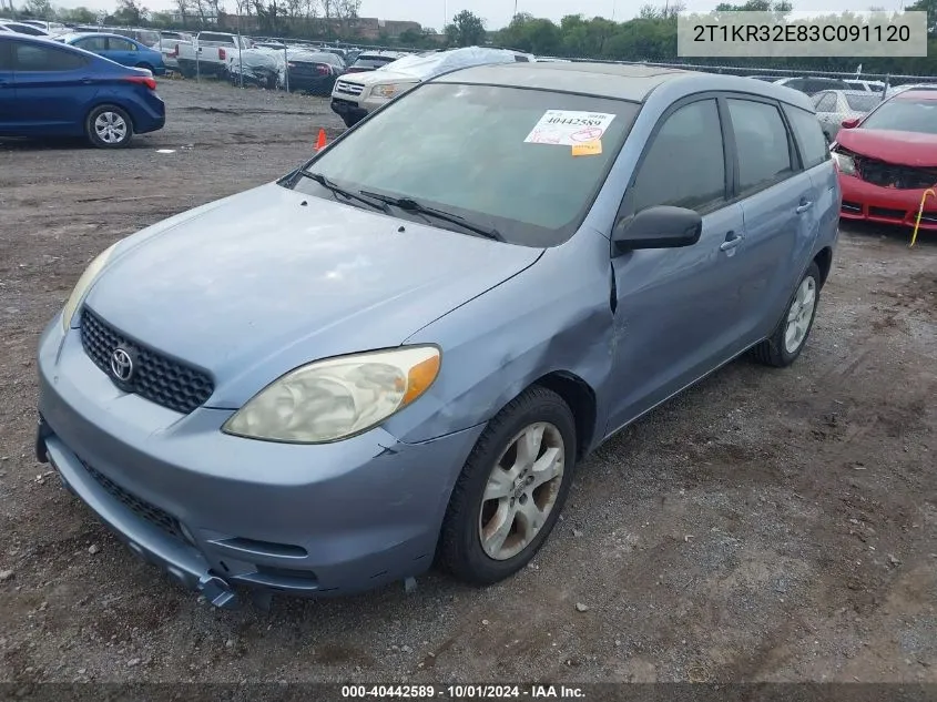 2003 Toyota Matrix Xr VIN: 2T1KR32E83C091120 Lot: 40442589