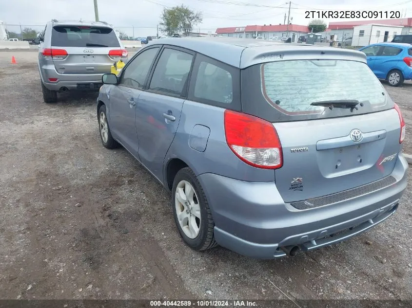 2003 Toyota Matrix Xr VIN: 2T1KR32E83C091120 Lot: 40442589