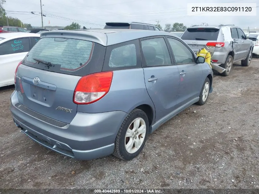 2003 Toyota Matrix Xr VIN: 2T1KR32E83C091120 Lot: 40442589