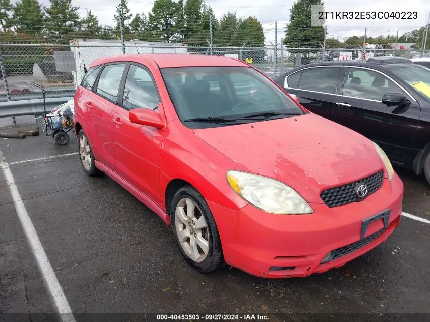 2003 Toyota Matrix Xr VIN: 2T1KR32E53C040223 Lot: 40453503