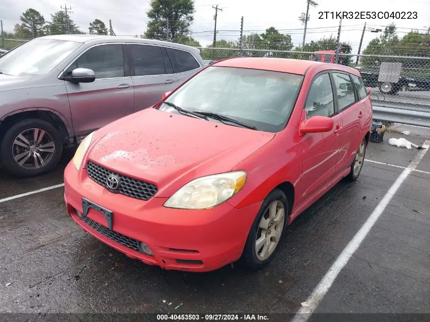 2003 Toyota Matrix Xr VIN: 2T1KR32E53C040223 Lot: 40453503