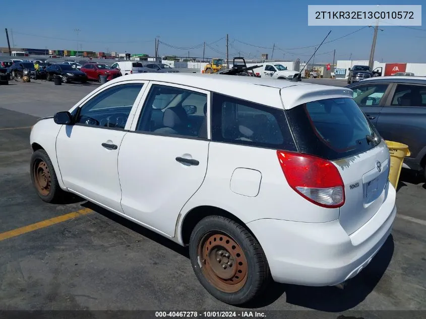 2003 Toyota Matrix Standard VIN: 2T1KR32E13C010572 Lot: 40467278