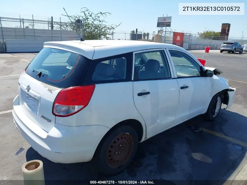 2003 Toyota Matrix Standard VIN: 2T1KR32E13C010572 Lot: 40467278