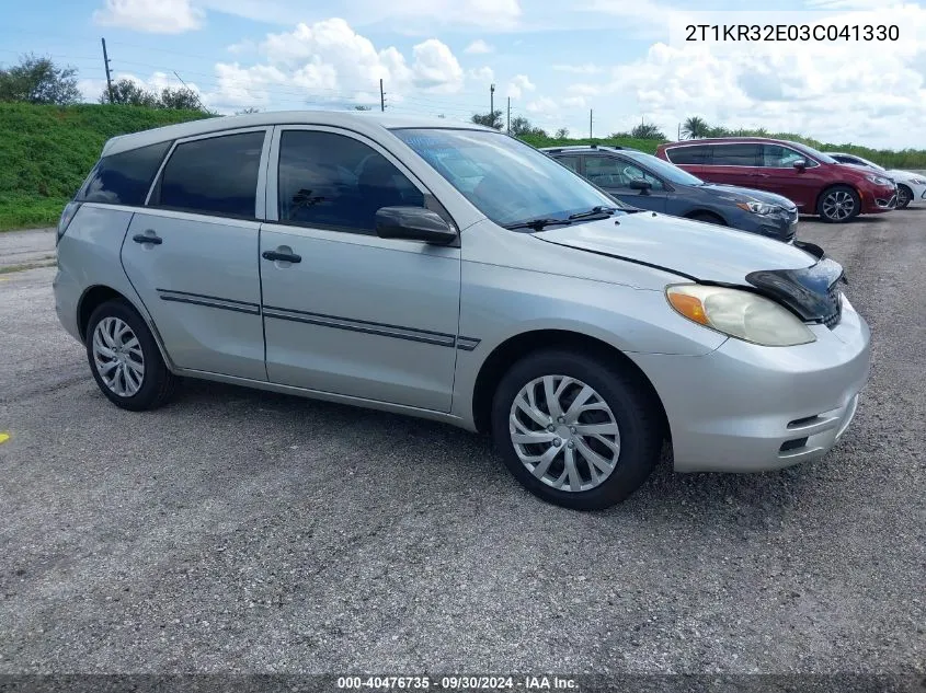 2003 Toyota Matrix Standard/Xr VIN: 2T1KR32E03C041330 Lot: 40476735