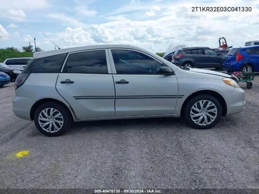 2003 Toyota Matrix Standard/Xr VIN: 2T1KR32E03C041330 Lot: 40476735