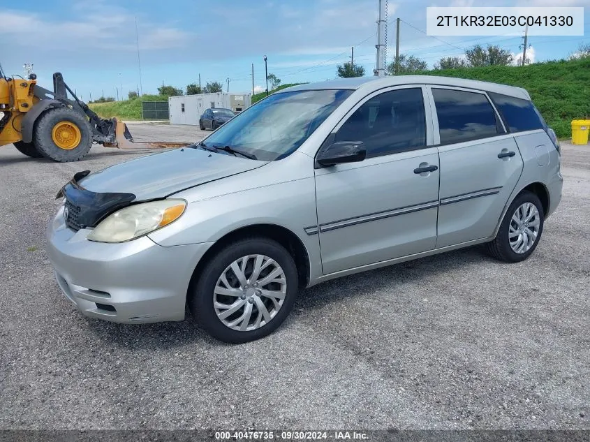 2003 Toyota Matrix Standard/Xr VIN: 2T1KR32E03C041330 Lot: 40476735