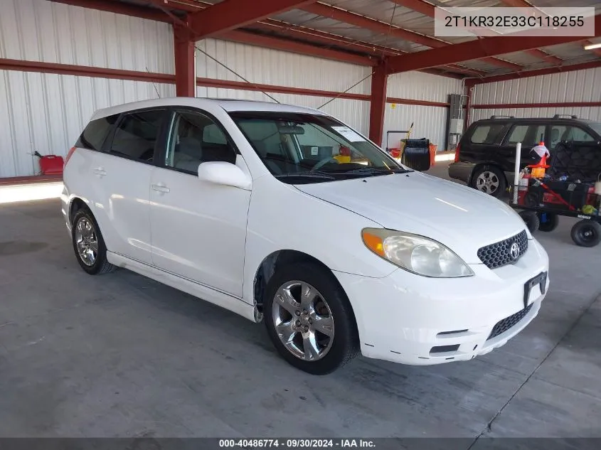 2003 Toyota Matrix Xr VIN: 2T1KR32E33C118255 Lot: 40486774