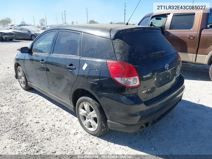 2003 Toyota Matrix Xr VIN: 2T1LR32E43C085027 Lot: 40551138