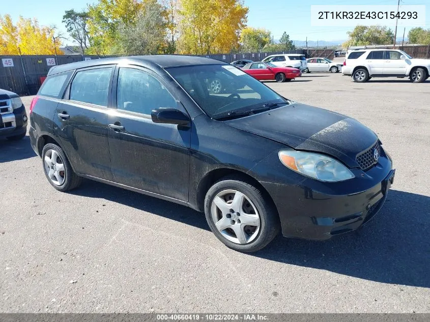 2003 Toyota Matrix Standard VIN: 2T1KR32E43C154293 Lot: 40660419