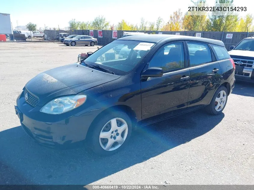 2003 Toyota Matrix Standard VIN: 2T1KR32E43C154293 Lot: 40660419