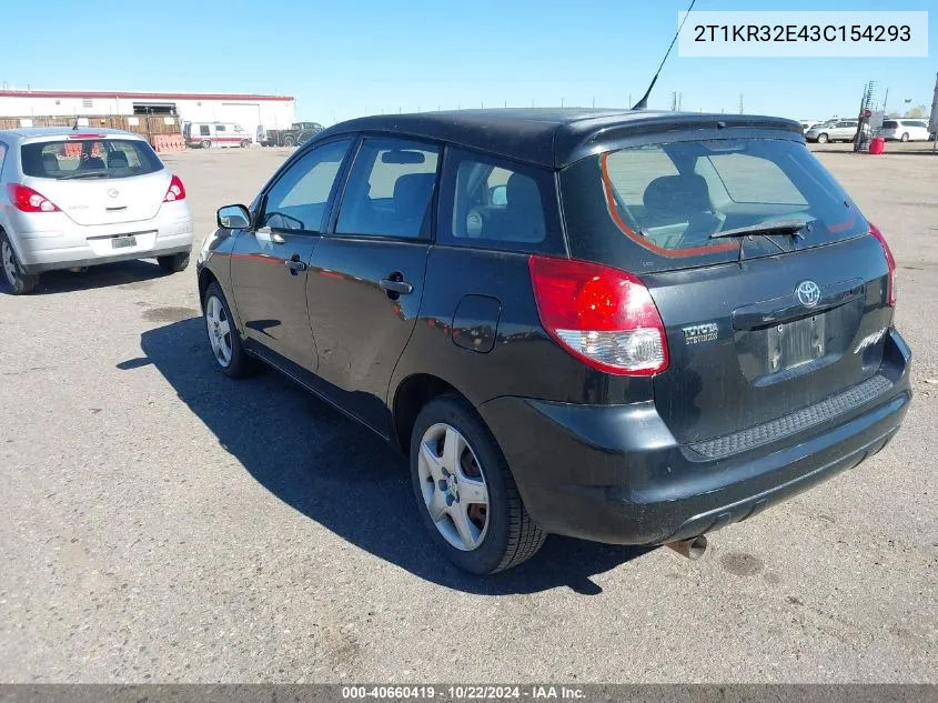 2003 Toyota Matrix Standard VIN: 2T1KR32E43C154293 Lot: 40660419