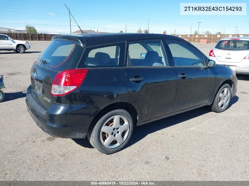 2003 Toyota Matrix Standard VIN: 2T1KR32E43C154293 Lot: 40660419