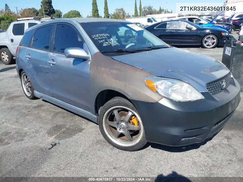 2003 Toyota Matrix Standard/Xr VIN: 2T1KR32E436011845 Lot: 40670937