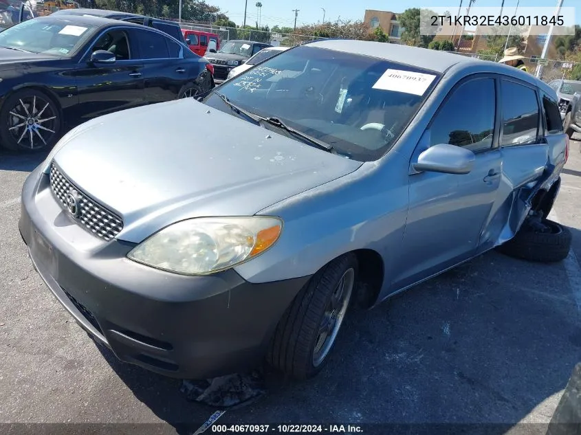 2003 Toyota Matrix Standard/Xr VIN: 2T1KR32E436011845 Lot: 40670937