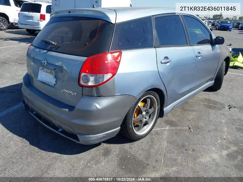 2003 Toyota Matrix Standard/Xr VIN: 2T1KR32E436011845 Lot: 40670937