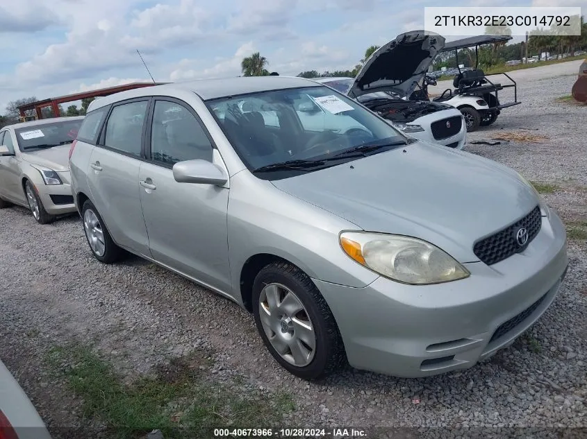 2003 Toyota Matrix Xr VIN: 2T1KR32E23C014792 Lot: 40673966