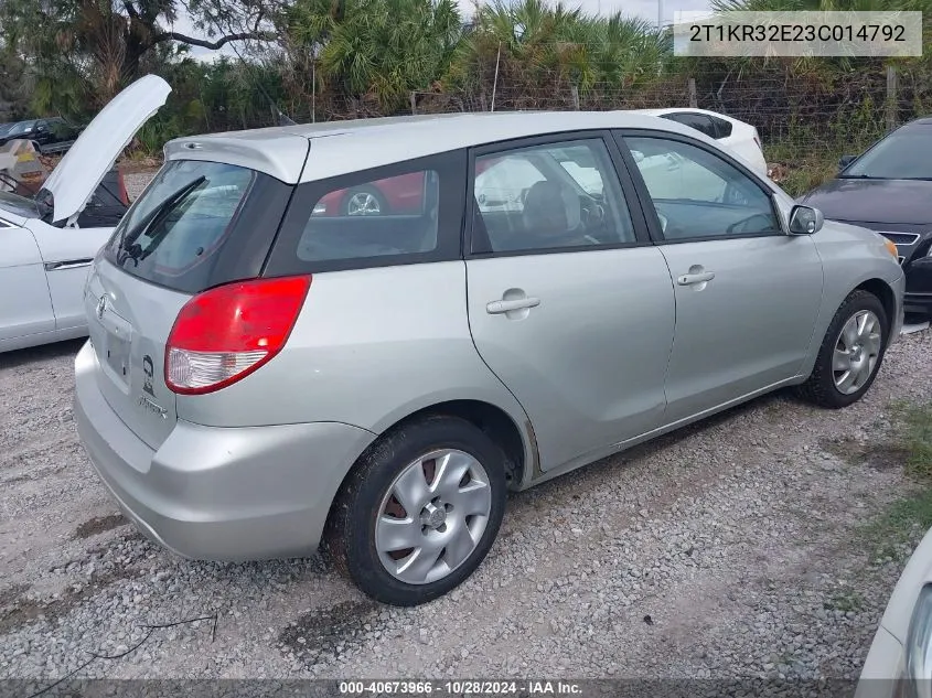 2003 Toyota Matrix Xr VIN: 2T1KR32E23C014792 Lot: 40673966