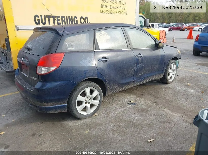 2003 Toyota Matrix Xr VIN: 2T1KR32E93C025739 Lot: 40680920