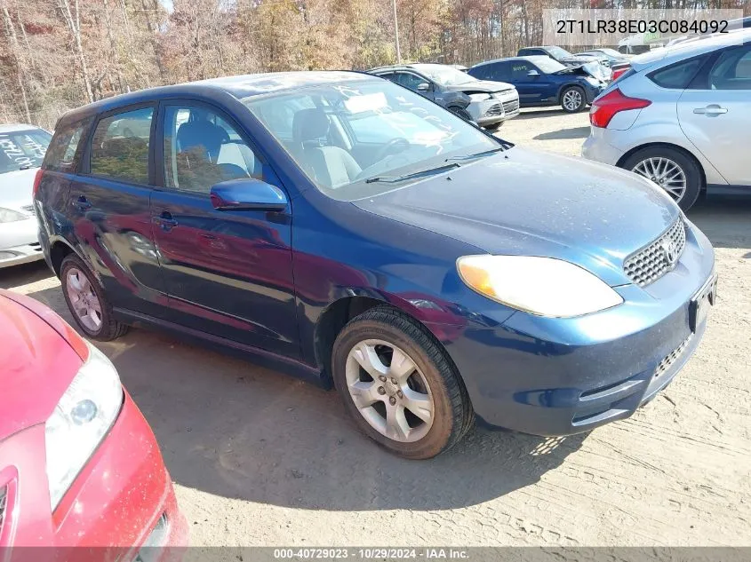 2003 Toyota Matrix Xr VIN: 2T1LR38E03C084092 Lot: 40729023