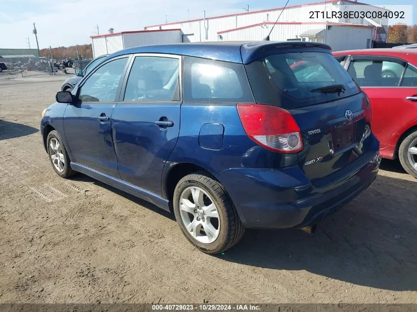 2003 Toyota Matrix Xr VIN: 2T1LR38E03C084092 Lot: 40729023