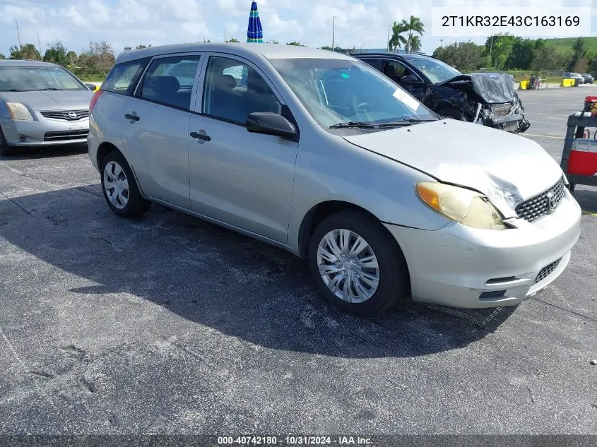 2003 Toyota Matrix Standard VIN: 2T1KR32E43C163169 Lot: 40742180